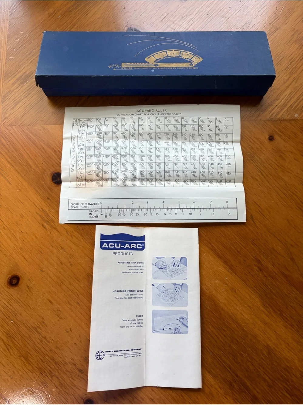 Hoyle Engineering Company Acu-Arc Ruler Adjustable Curve Drafting Tool Complete